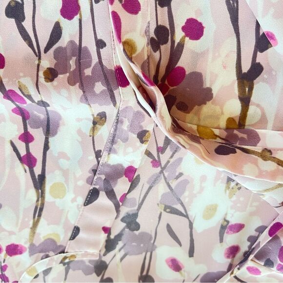 Cynthia Rowley Button Popover 3/4 Sleeve Floral Print Top Blouse SZ L - Picture 9 of 10